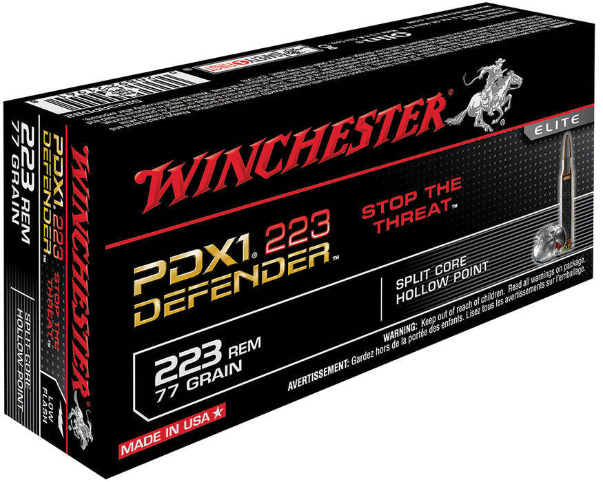 Winchester Ammo S223RPDB2 PDX1 Defender  223 Rem 77 gr 2500 fps Split Core Hollow Point (SCHP) 20 Bx/10 Cs