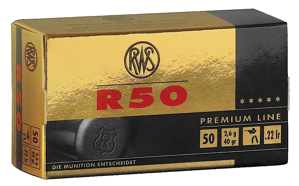 RWS 2134187 Premium Line R 50 22LR C-Class 40 GR 50 Rounds/Box