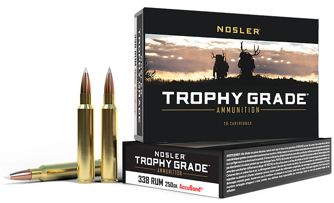 Nosler 48952 Trophy Grade  338RUM 250gr Nosler AccuBond 20 Per Box/10 Case