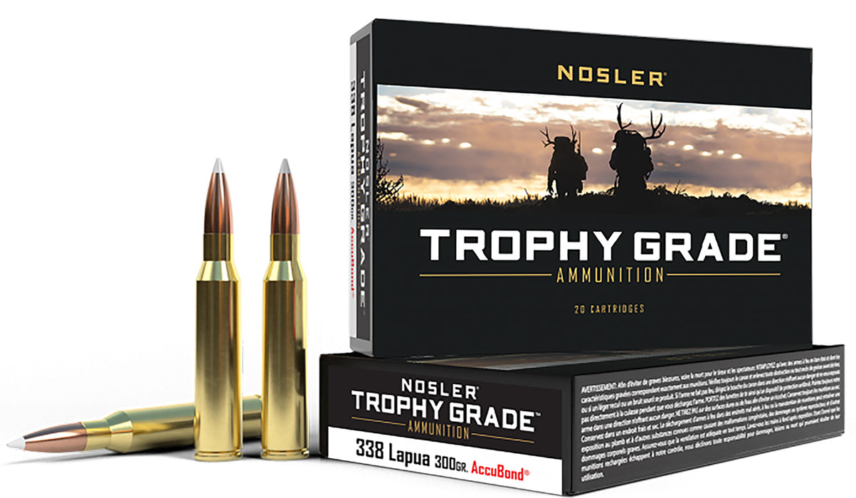 Nosler 49323 Trophy Grade  338LapuaMag 300gr Nosler AccuBond 20 Per Box/10 Case