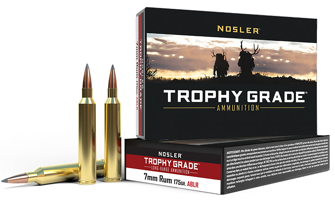 Nosler 60120 Trophy Grade Long-Range  7mm RUM 175 gr 3040 fps Nosler Spitzer AccuBond-Long Range (SABLR) 20 Bx/10 Cs