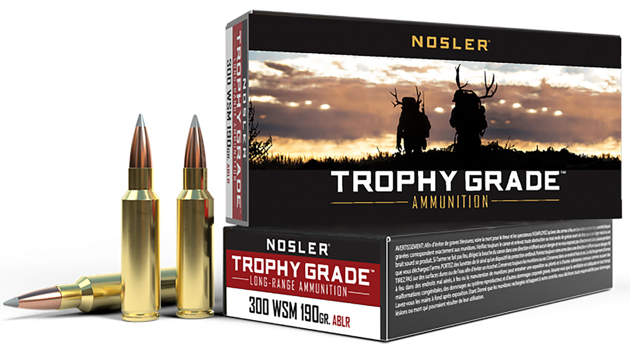 Nosler 60106 Trophy Grade Long-Range  300 WSM 190 gr 2875 fps Nosler Spitzer AccuBond-Long Range (SABLR) 20 Bx/10 Cs