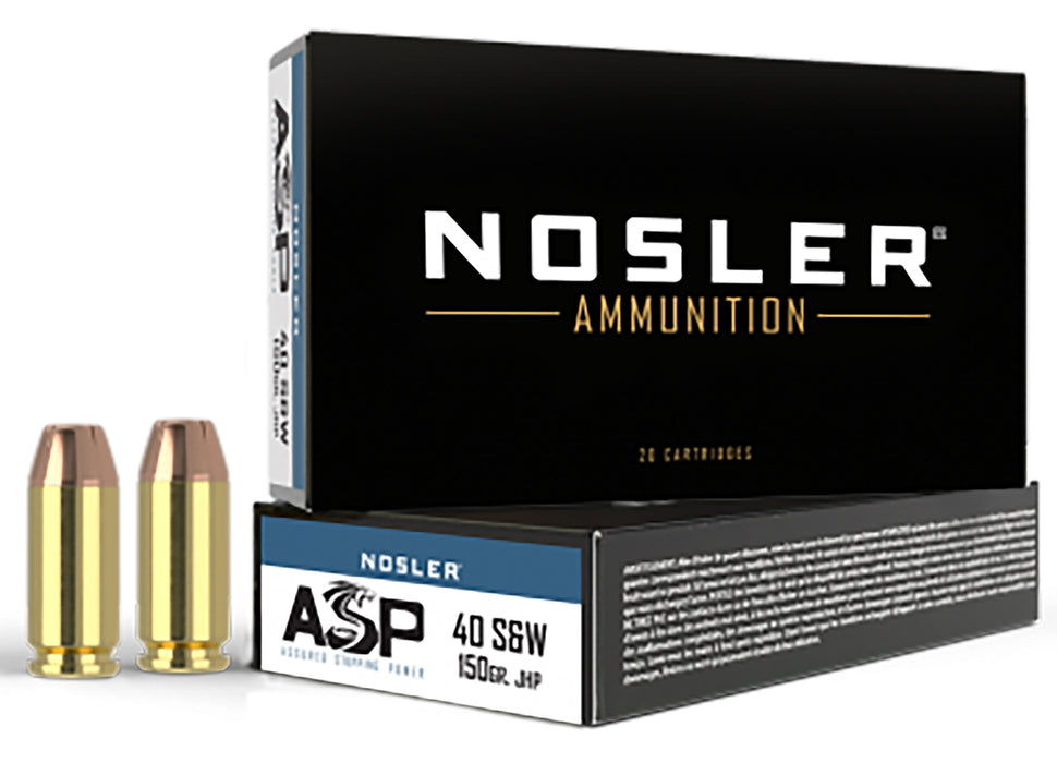 Nosler 51181 Assured Stopping Power  40 S&W 150 gr 1110 fps Jacketed Hollow Point (JHP) 50 Bx/10 Cs
