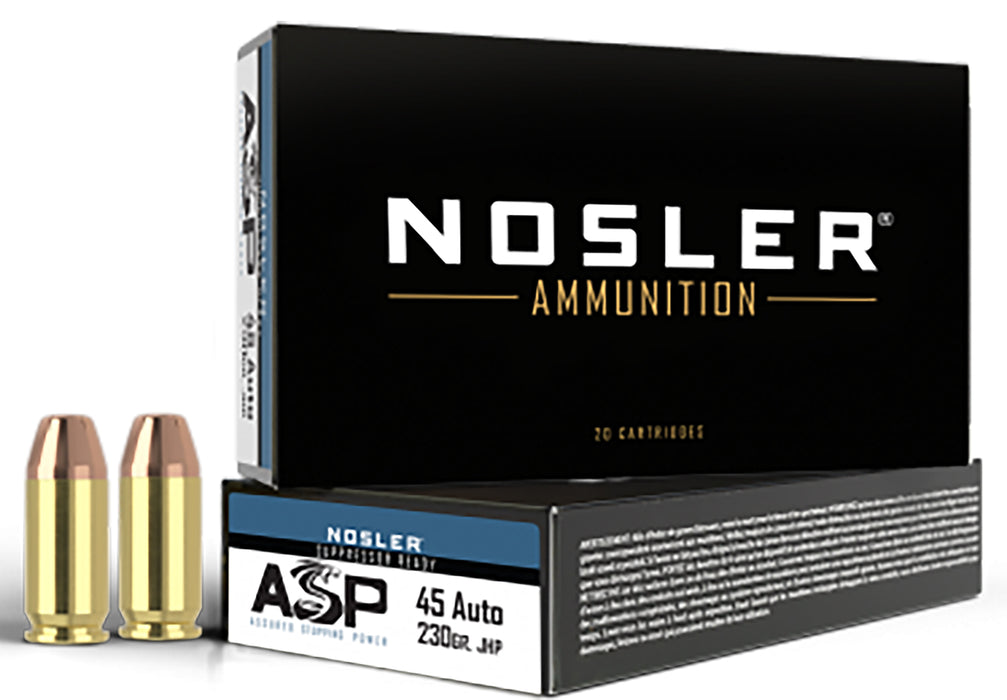 Nosler 51284 Assured Stopping Power  45 ACP 230 gr 850 fps Jacketed Hollow Point (JHP) 50 Bx/10 Cs