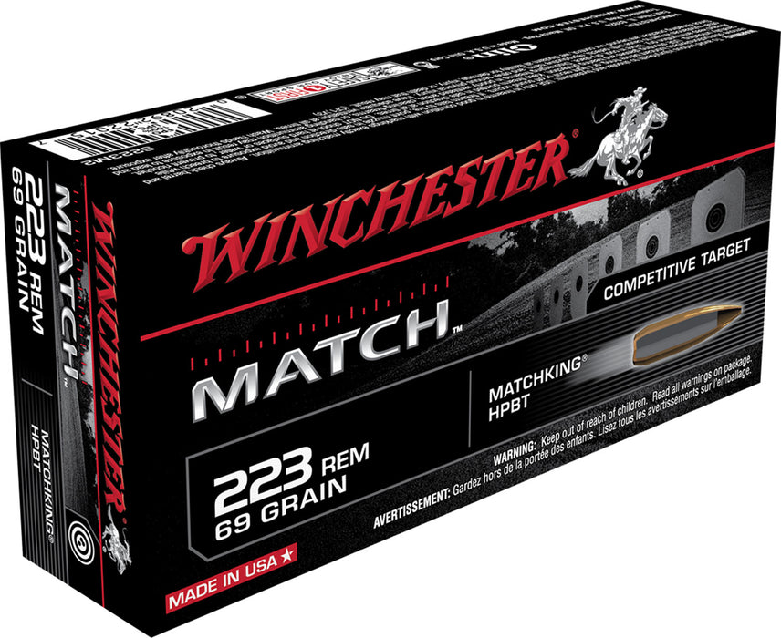 Winchester Ammo S223M2 Match  223 Rem 69 gr 3060 fps Sierra MatchKing BTHP (SMBTHP) 20 Bx/10 Cs