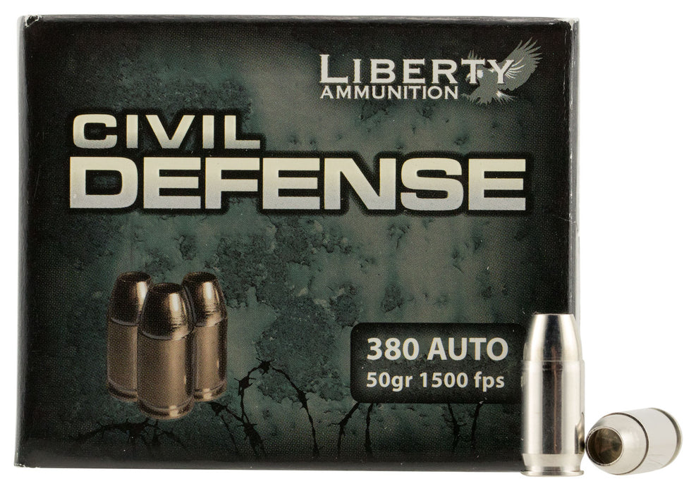 Liberty Ammunition LACD380023 Civil Defense  380 ACP 50 gr 1500 fps Lead-Free Fragmenting Hollow Point (LFFHP) 20 Bx/10 Cs