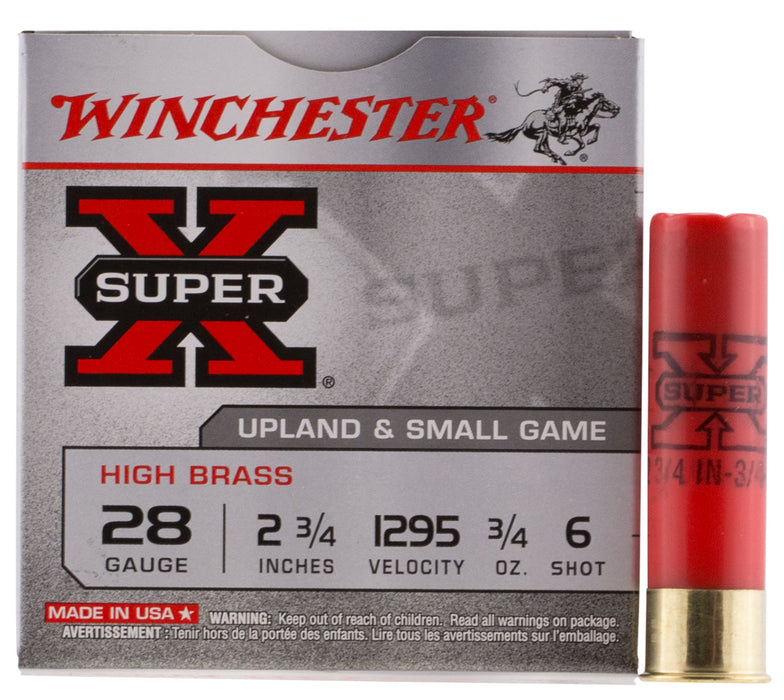 Winchester Ammo X286 Super X Heavy Game Load High Brass 28 Gauge 2.75" 3/4 oz 1295 fps 6 Shot 25 Bx/10 Cs