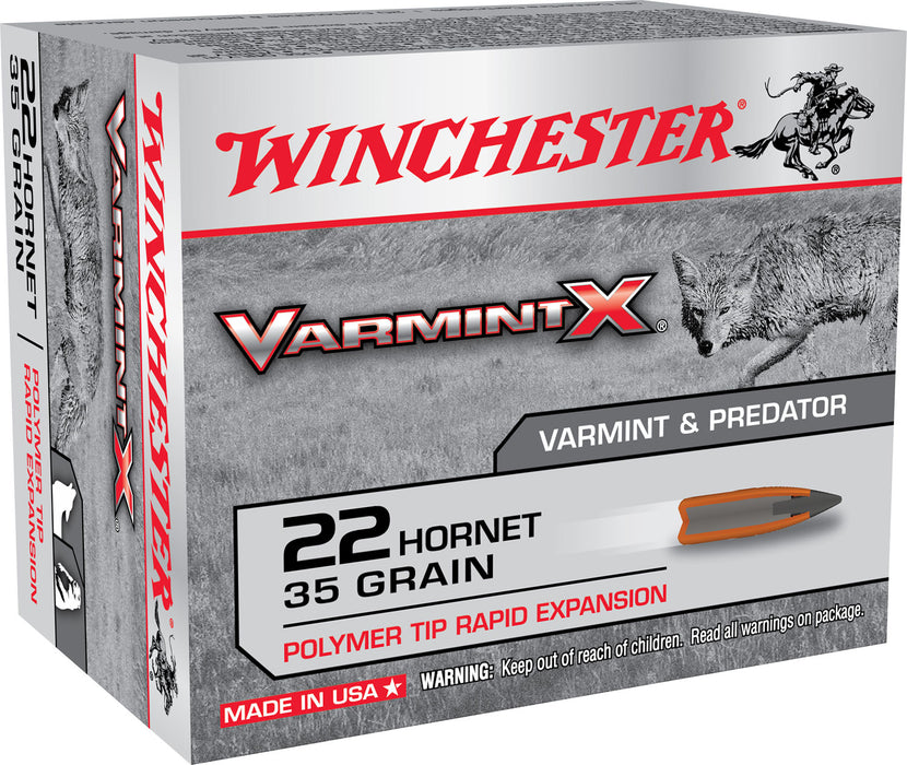 Winchester Ammo X22P Varmint X  22 Hornet 35 gr Polymer Tip Rapid Expansion 20 Bx/10 Cs