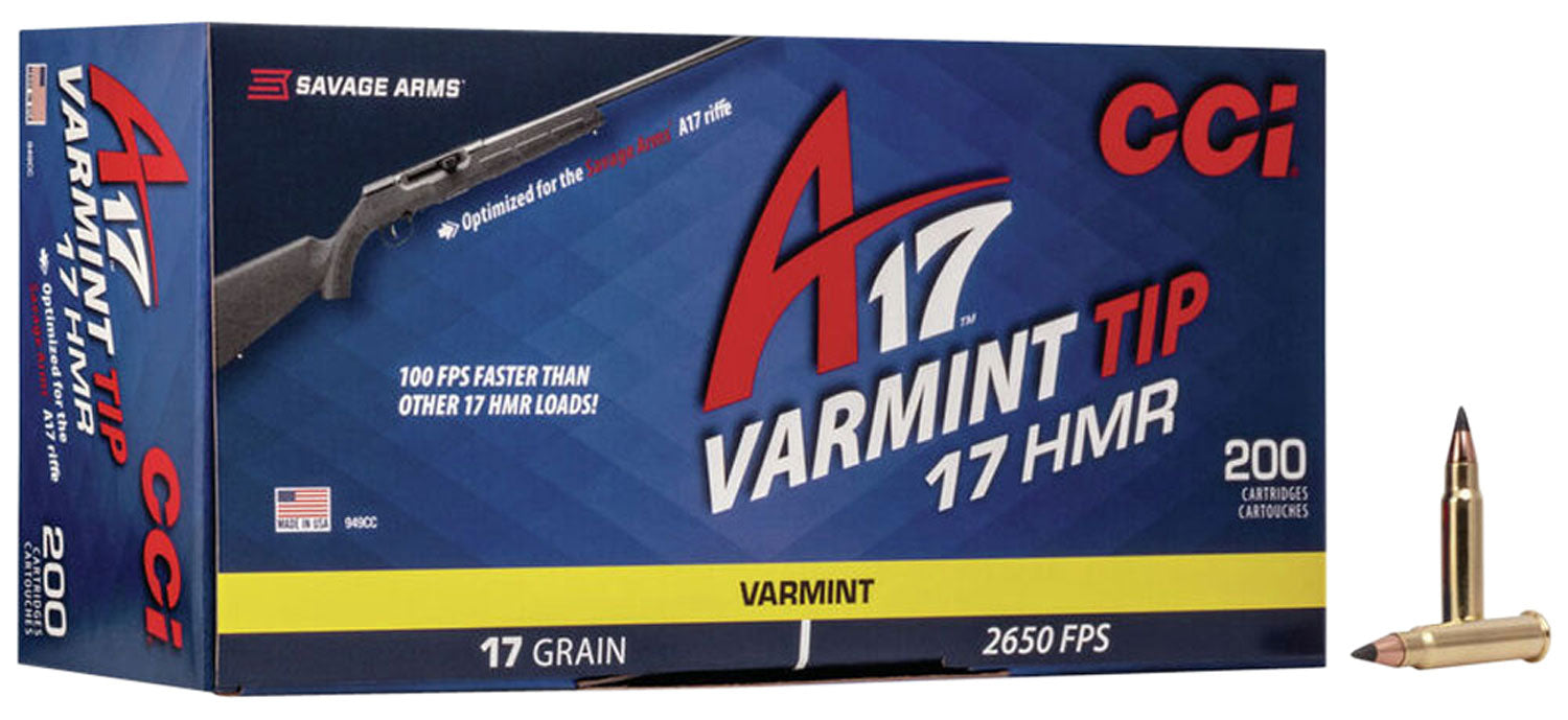 CCI 949CC Varmint A17 17 HMR 17 gr Varmint Tipped 200 Per Box/10 Cs
