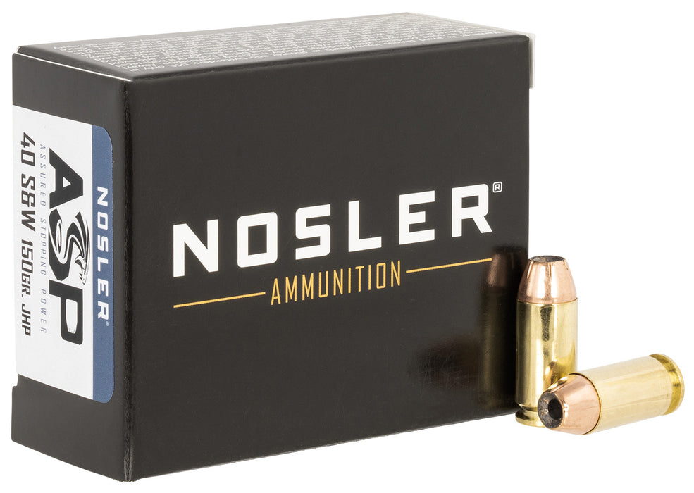 Nosler 51283 Assured Stopping Power  40 S&W 150 gr 1110 fps Jacketed Hollow Point (JHP) 20 Bx/20 Cs