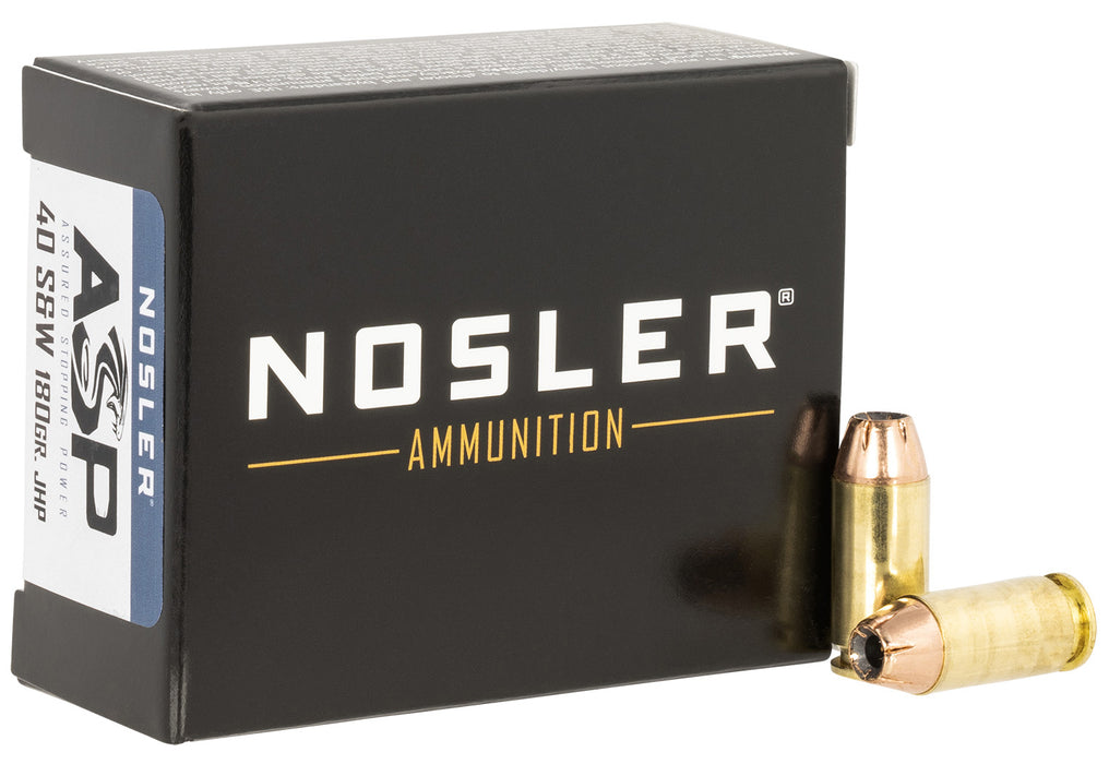 Nosler 51279 Assured Stopping Power  40 S&W 180 gr 1005 fps Jacketed Hollow Point (JHP) 20 Bx/20 Cs