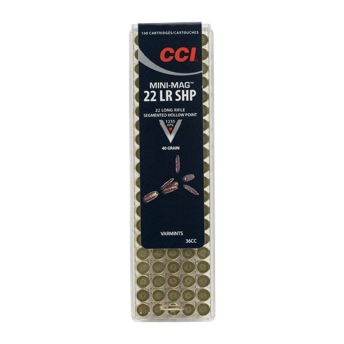 CCI 36CC Mini-Mag  22 LR 40 gr Segmented Hollow Point 100 Bx/ 50 Cs
