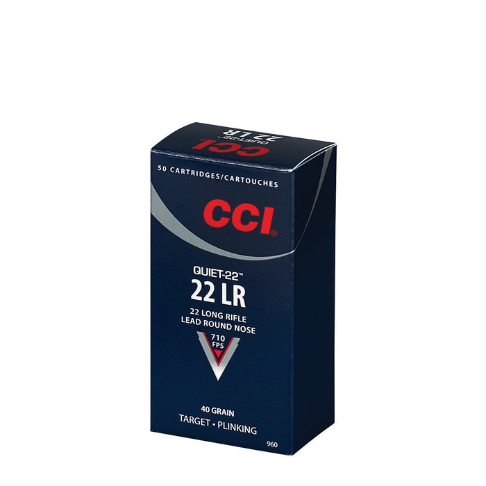 CCI 960 Quite-22  22 LR 40 gr 710 fps Lead Round Nose (LRN) 50 Bx/100 Cs