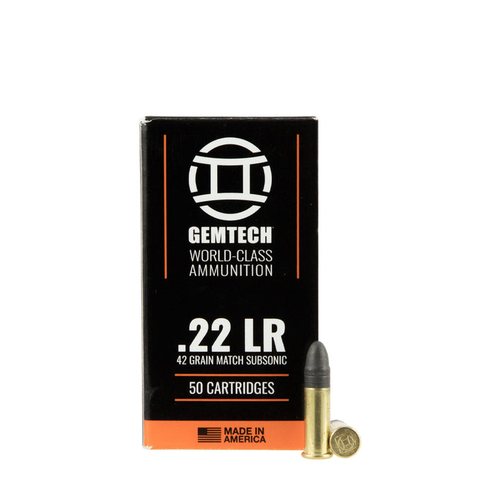 Gemtech 3009679 Subsonic  22 LR 42 gr Lead Round Nose (LRN) 50 Per Box