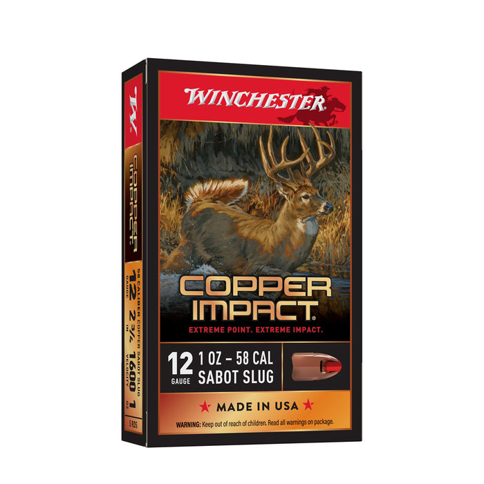 Winchester Ammo X12CLF Copper Impact  12Gauge 2.75" 1oz Sabot Slug Shot 5 Per Box/20 Case