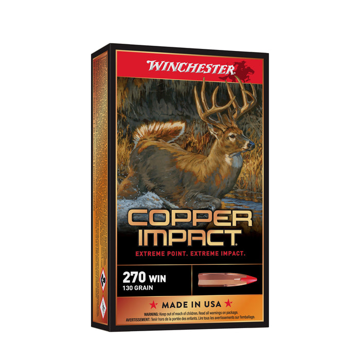 Winchester Ammo X270CLF Copper Impact  270 Win 130 gr 3000 fps Copper Extreme Point Lead-Free 20 Bx/10 Cs